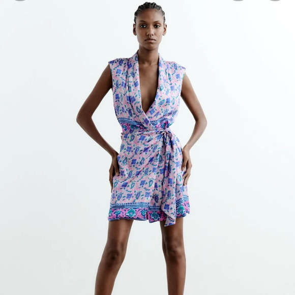Zara Printed Wrap Dress NWT - Picture 1 of 4